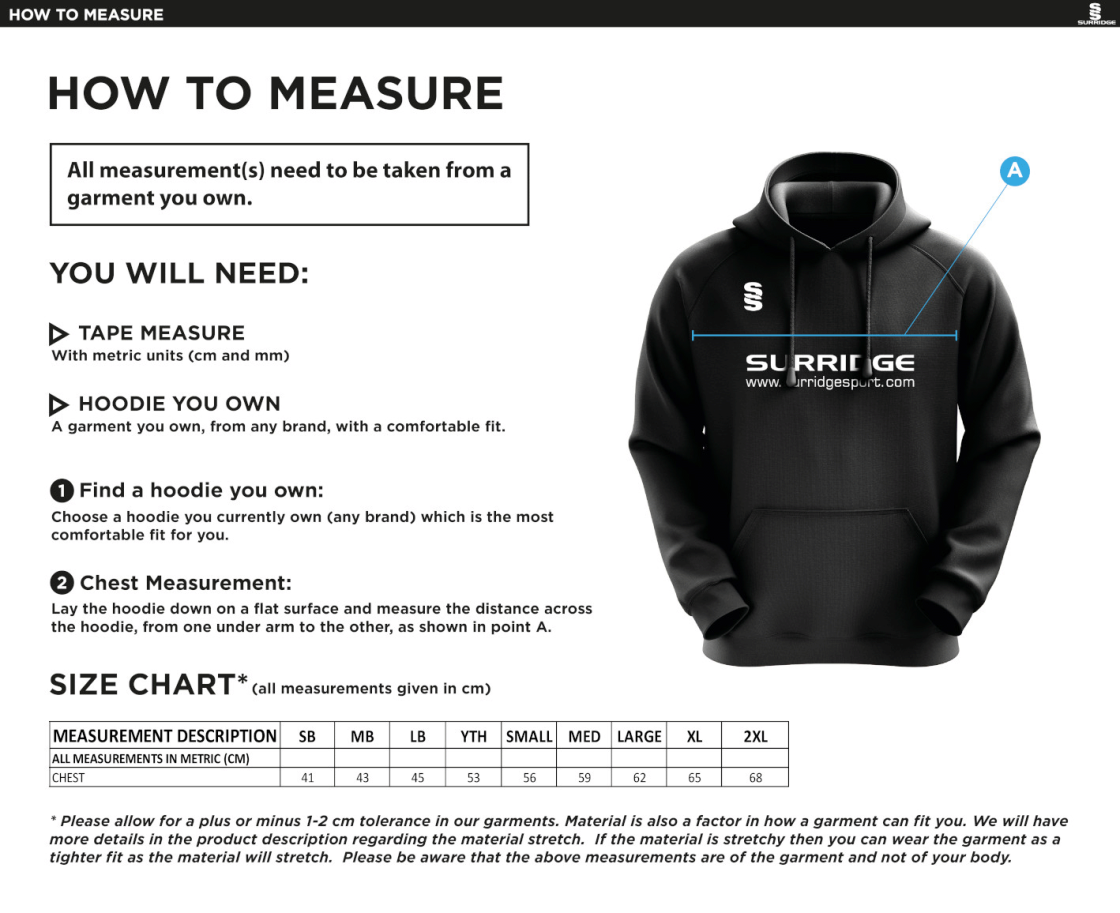 Concorde CC - Blade Hoody - Size Guide