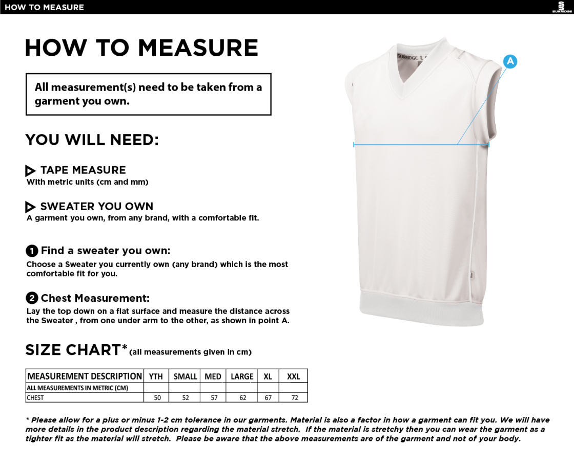Concorde CC - Curve Sleeveless Sweater - Size Guide