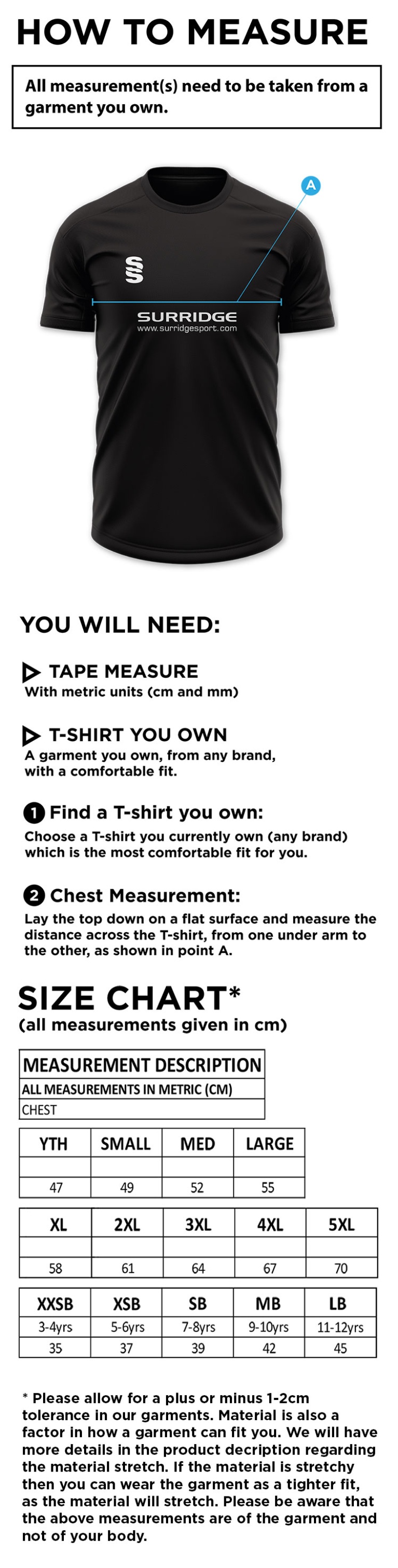Concorde CC - Blade Polo - Size Guide