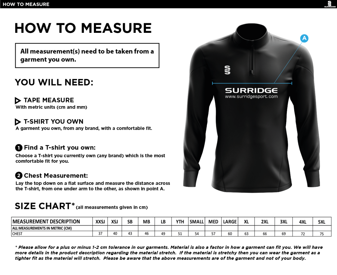 Concorde CC - Blade Performance Top - Size Guide