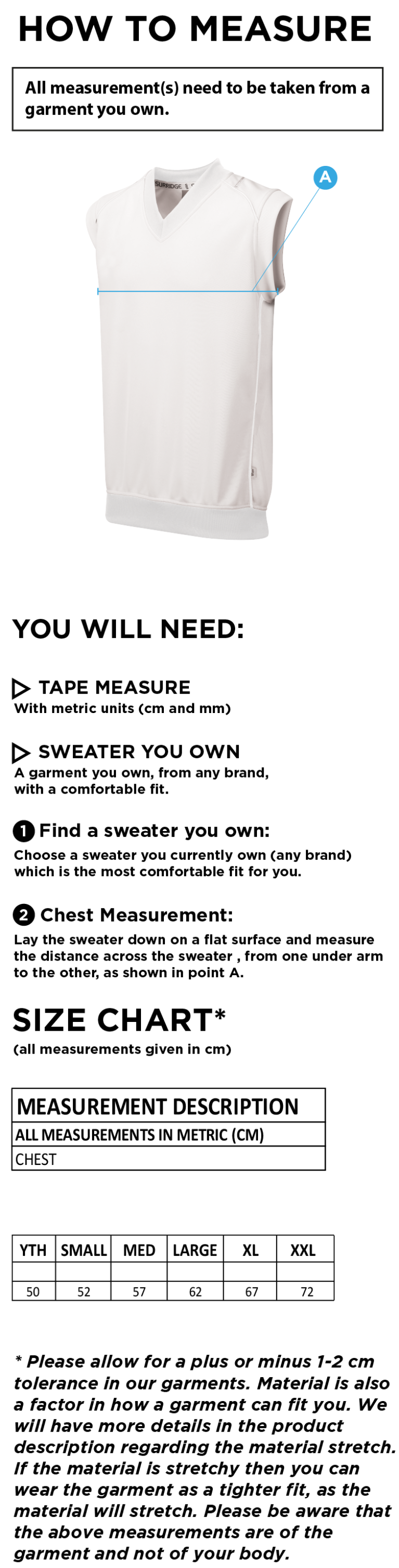 Concorde CC - Curve Sleeveless Sweater - Size Guide